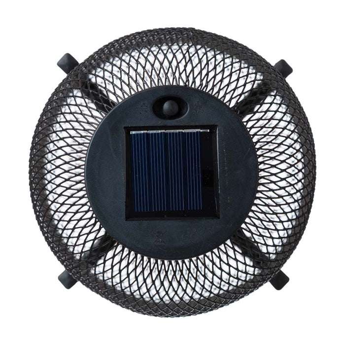 14.25"H Black Metal Mesh Solar Powered Outdoor Lantern with Stand