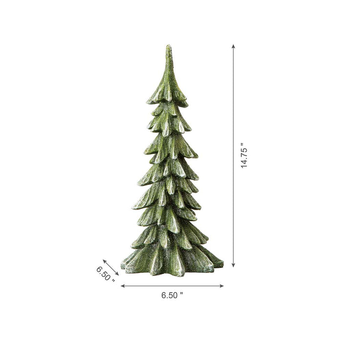 14.75"H Green Resin Christmas Handcrafted Table Tree Décor