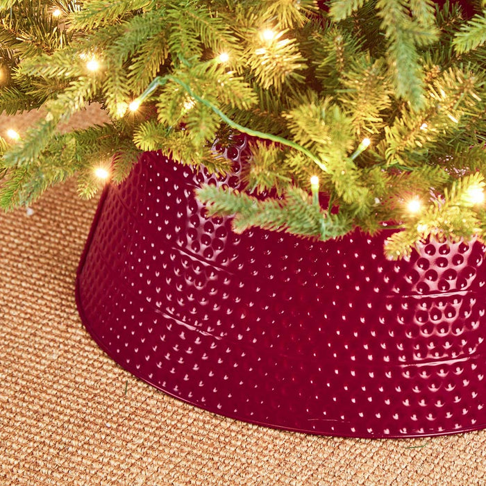 22"D Red Hammered Metal Tree Collar