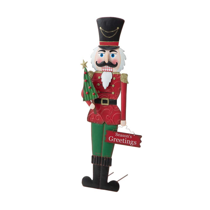 36"H Metal Nutcracker Yardstake or Standing Décor or Wall Décor (3 Functions)