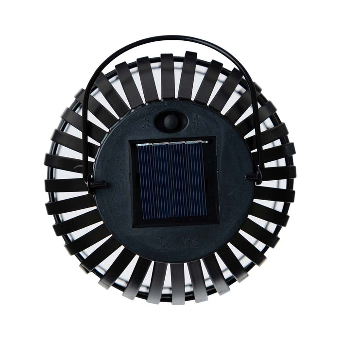 9.75"H Black Metal Woven Solar Powered Outdoor Hanging Lantern