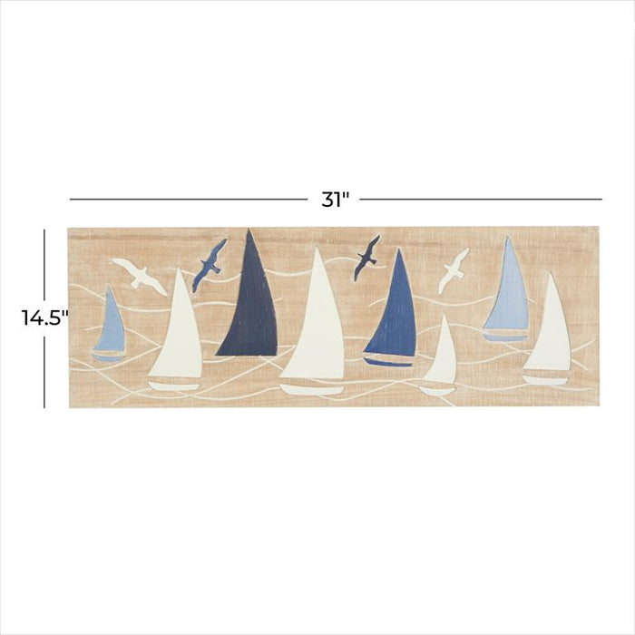 BROWN WOOD SAIL BOAT WALL DECOR