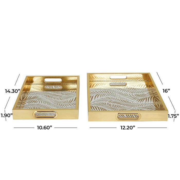 GOLD PLASTIC GEOMETRIC MIRRORED TRAY,