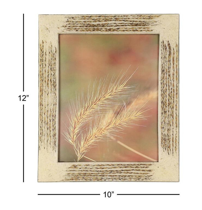 INLAID BEIGE & GOLD VERVAIN AND SENTIMENT GRASS LARGE PICTURE FRAME