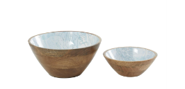 LIGHT BLUE MANGO WOOD HANDMADE NESTING DECORATIVE BOWL