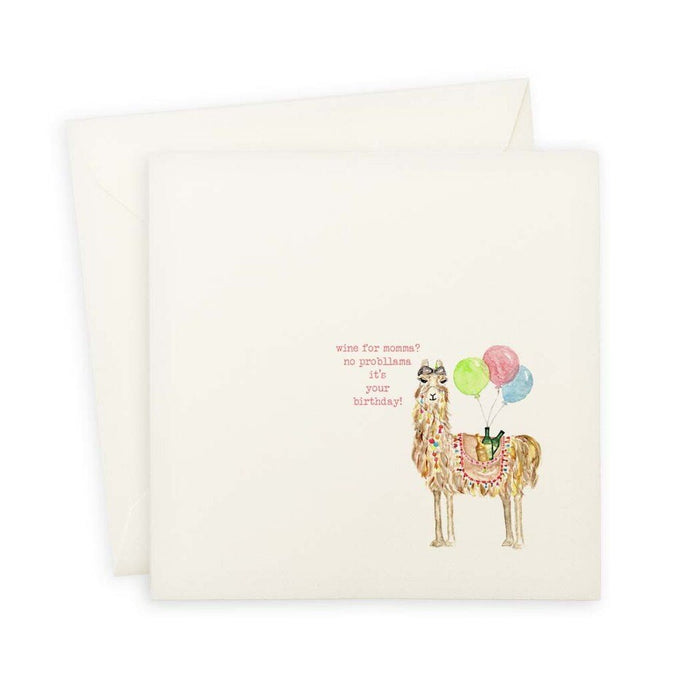 Llama Wine for Momma Happy Birthday Note Card