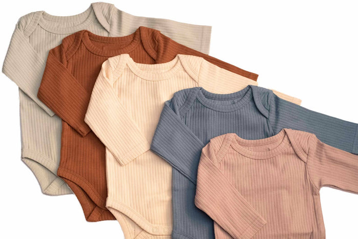 Organic cotton bodysuit ribbed cotton long sleeve