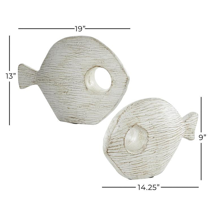 WHITE CERAMIC FISH SCULPTURE