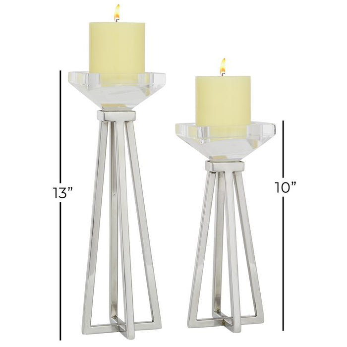 WHITE STAINLESS STEEL CANDLE HOLDER