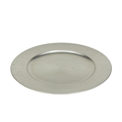 1 PIECE SILVER MELAMINE CHARGER,