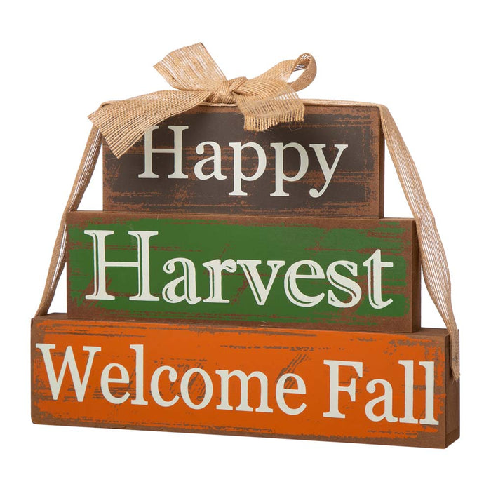 11.81"L Wooden Happy Harvest Block Set