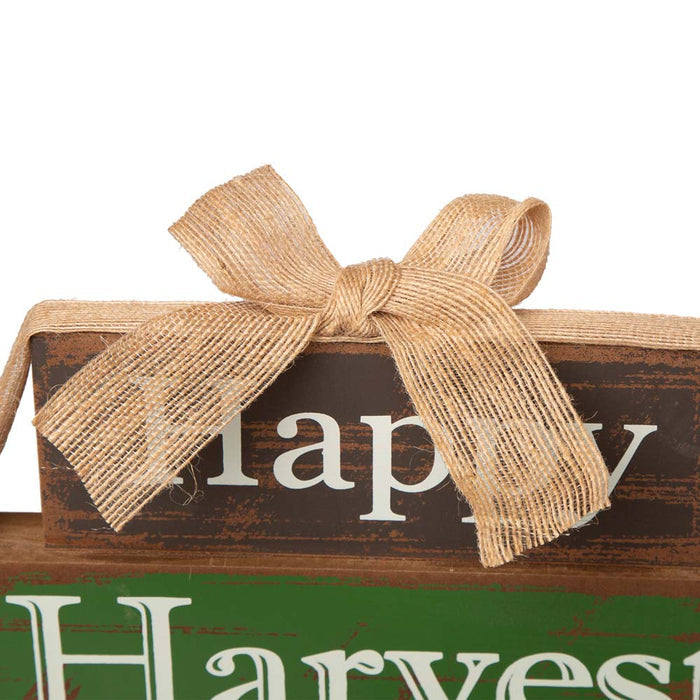 11.81"L Wooden Happy Harvest Block Set
