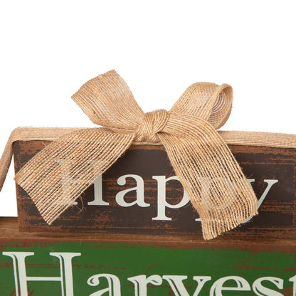 11.81"L Wooden Happy Harvest Block Set