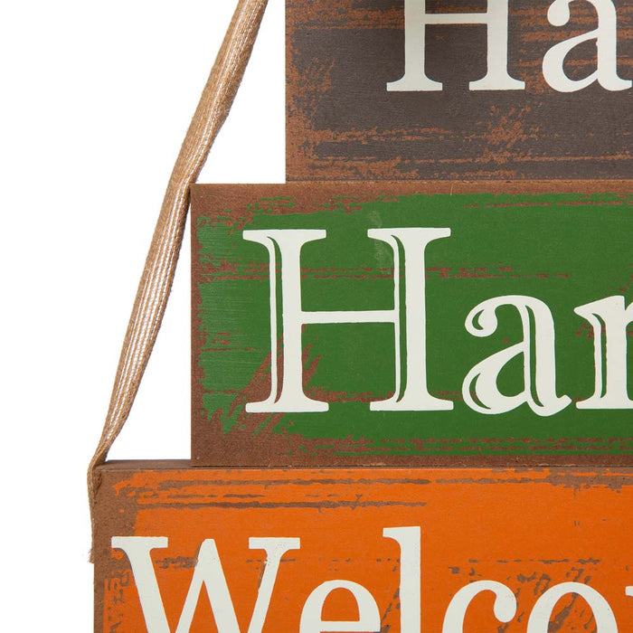 11.81"L Wooden Happy Harvest Block Set