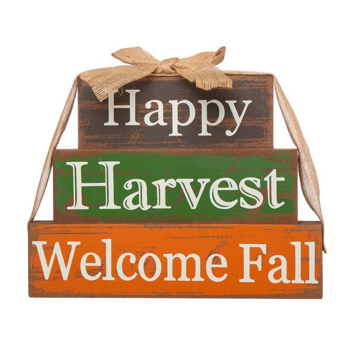 11.81"L Wooden Happy Harvest Block Set