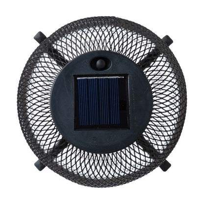 14.25"H Black Metal Mesh Solar Powered Outdoor Lantern with Stand