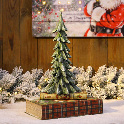 14.75"H Green Resin Christmas Handcrafted Table Tree Décor