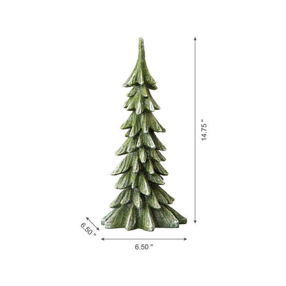 14.75"H Green Resin Christmas Handcrafted Table Tree Décor