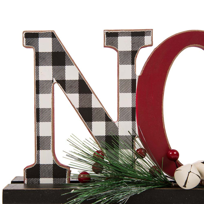 14.96"L Wooden Plaid "NOEL" Table Decor