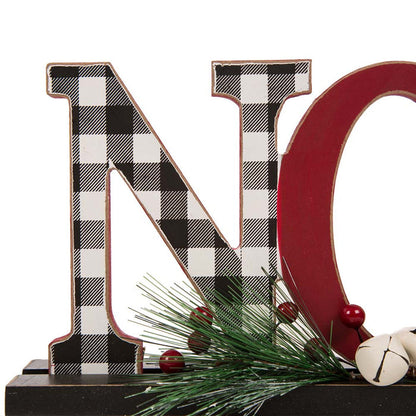 14.96"L Wooden Plaid "NOEL" Table Decor
