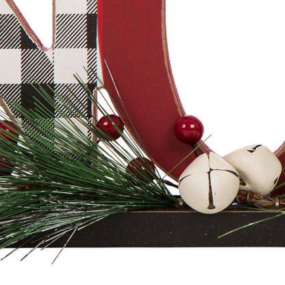 14.96"L Wooden Plaid "NOEL" Table Decor