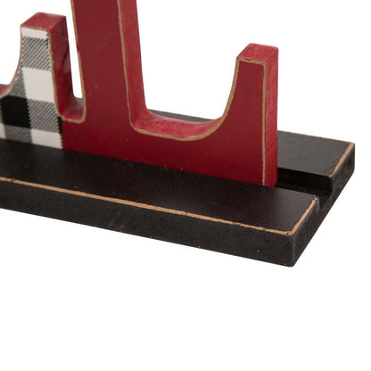 14.96"L Wooden Plaid "NOEL" Table Decor