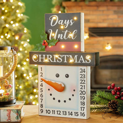 15"H Wooden Christmas Snowman Countdown Calendar