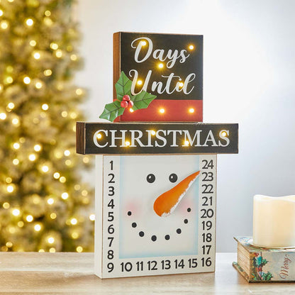 15"H Wooden Christmas Snowman Countdown Calendar