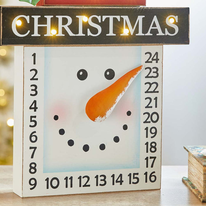 15"H Wooden Christmas Snowman Countdown Calendar