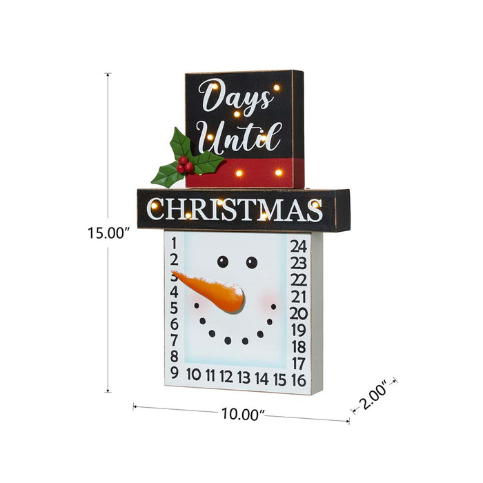 15"H Wooden Christmas Snowman Countdown Calendar