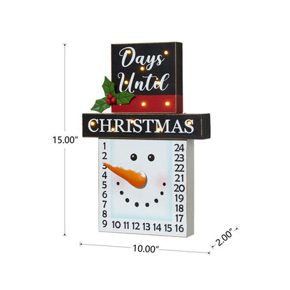 15"H Wooden Christmas Snowman Countdown Calendar