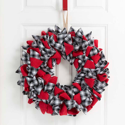 18.5"D Christmas Black and White Plaid Fabric Wreath