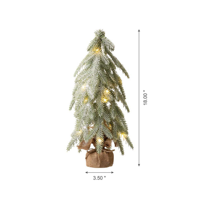 18"H Lighted Frosted Artificial Table Tree