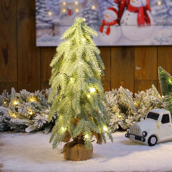 18"H Lighted Frosted Artificial Table Tree