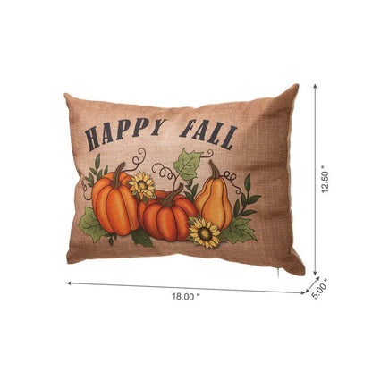 18"L Faux Burlap Happy Fall Pumpkin Pillow