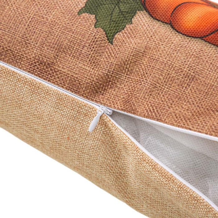 18"L Faux Burlap Happy Fall Pumpkin Pillow