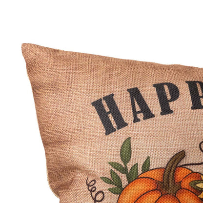 18"L Faux Burlap Happy Fall Pumpkin Pillow