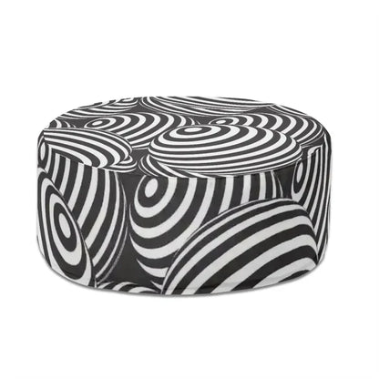 1980s Retro Inflatable Retro Ottoman – Black White Footstool Seat - pouf