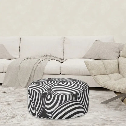 1980s Retro Inflatable Retro Ottoman – Black White Footstool Seat - pouf