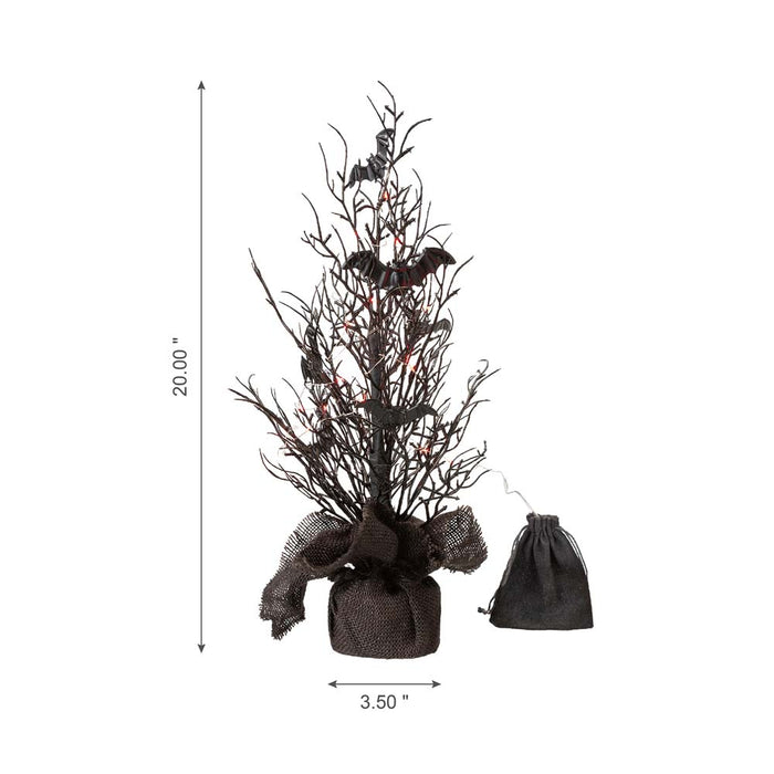 20"H Halloween Table Tree with Lighted Bats Decor