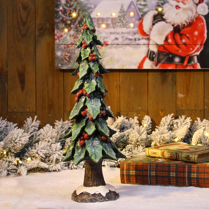 20"H Resin Christmas Handcrafted Red Berry Table Tree Decor