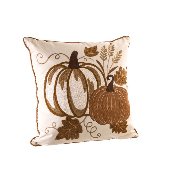 20"L Cotton Embroidered Pumpkin Pillow Cover