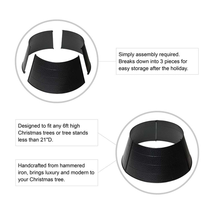 22"D Black Hammered Metal Tree Collar