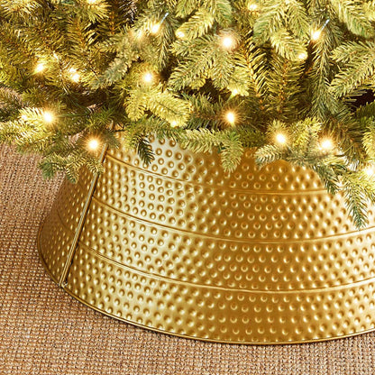 22"D Gold Hammered Metal Tree Collar