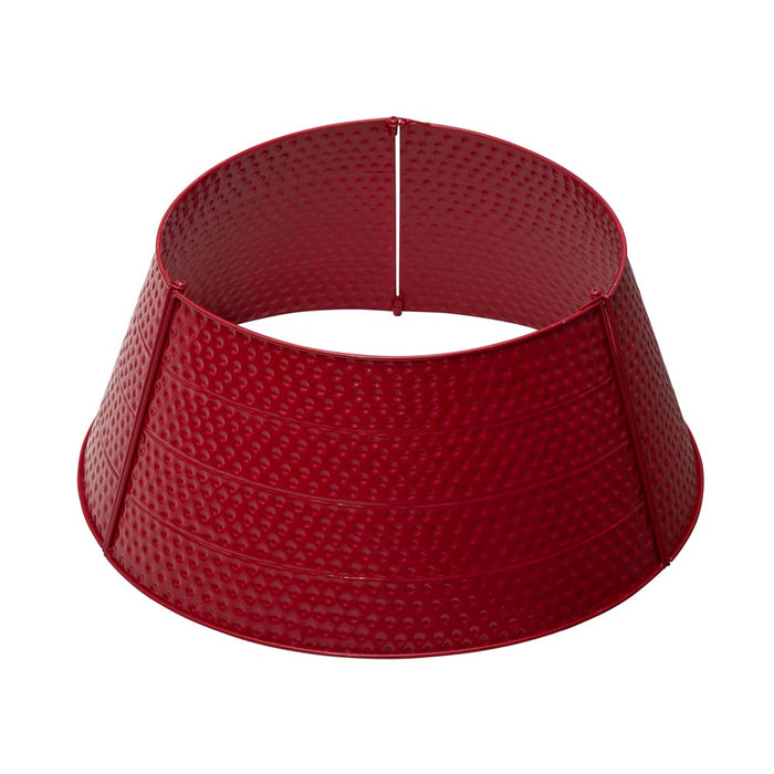 22"D Red Hammered Metal Tree Collar