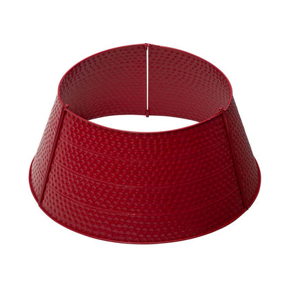 22"D Red Hammered Metal Tree Collar