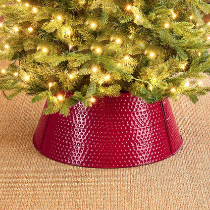 22"D Red Hammered Metal Tree Collar