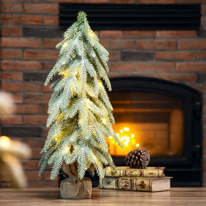 22"H Lighted Frosted Artificial Table Tree