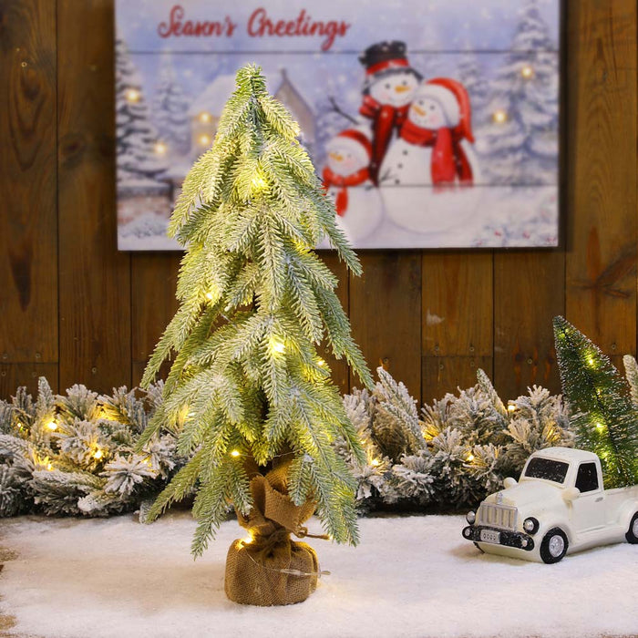22"H Lighted Frosted Artificial Table Tree