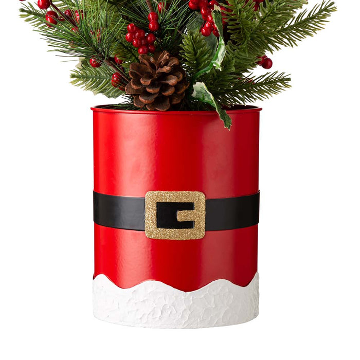 22"H Lighted Santa Belt Potted Artificial Table Tree